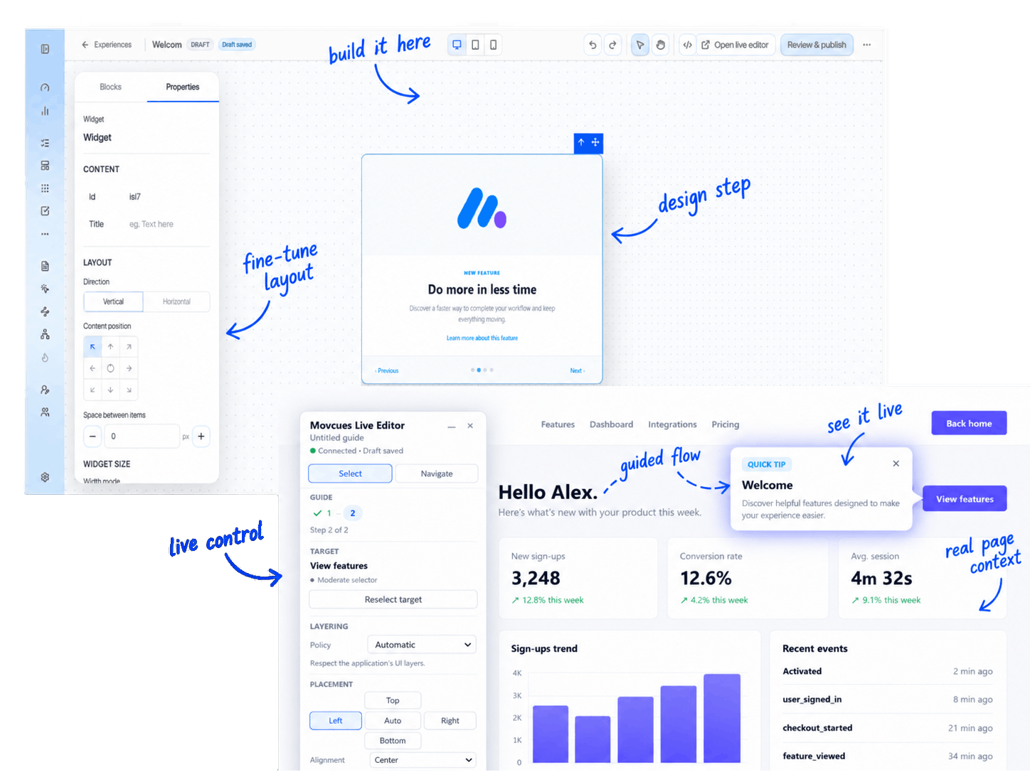 Movcues in-app onboarding and feature adoption experience